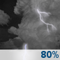 Tuesday Night: Showers and thunderstorms. Mostly cloudy, with a low around 63. West wind 10 to 16 mph, with gusts as high as 26 mph. Chance of precipitation is 80%. New rainfall amounts between a quarter and half of an inch possible. Tuesday Night: Showers And Thunderstorms